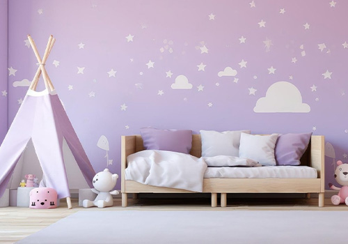 Children's room wall with Light Purple and Lavender color
