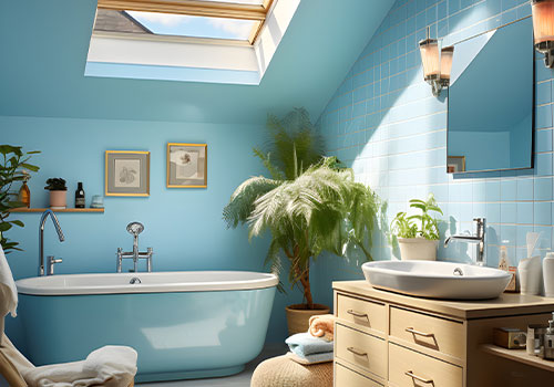 blue bathroom